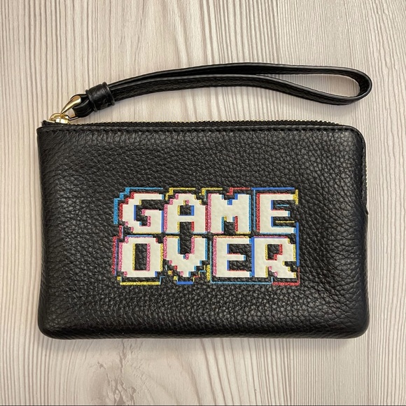 Coach Handbags - COACH Pac-Man Leather Wristlet Game Over Logo Black Pacman Limited Edition NEW